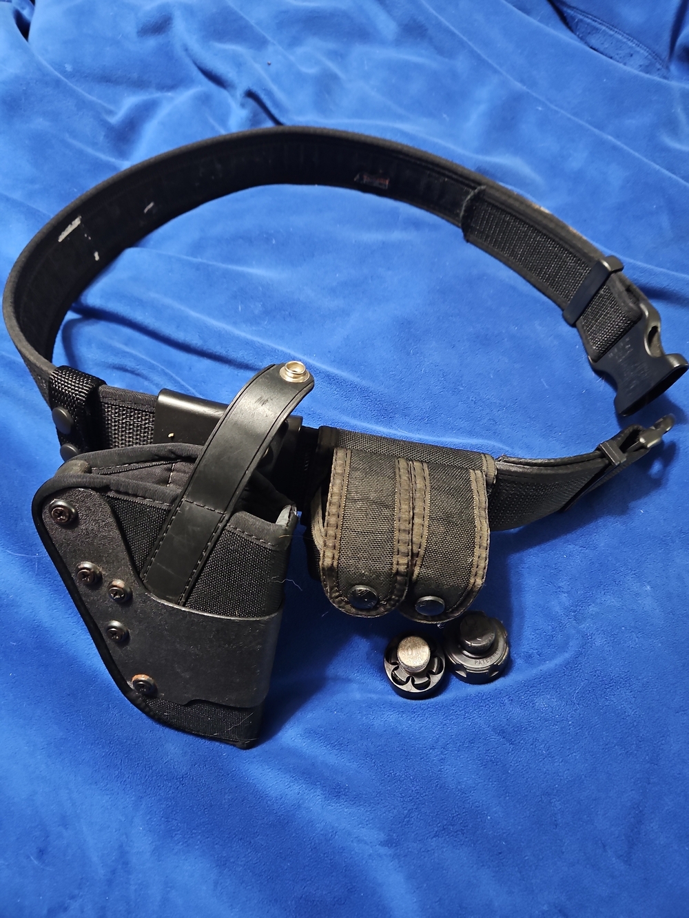 Black Tactical Duty Belt with Holster and Double Magazine Pouch